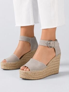 Marc Fisher Suede Alida Espadrille Platform Wedge Womens Size 9 Leather Shoe
